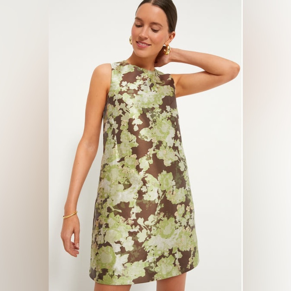 Tuckernuck Ellesmere Jacquard Marlowe Dress in Brown Green Jacquard | Medium
